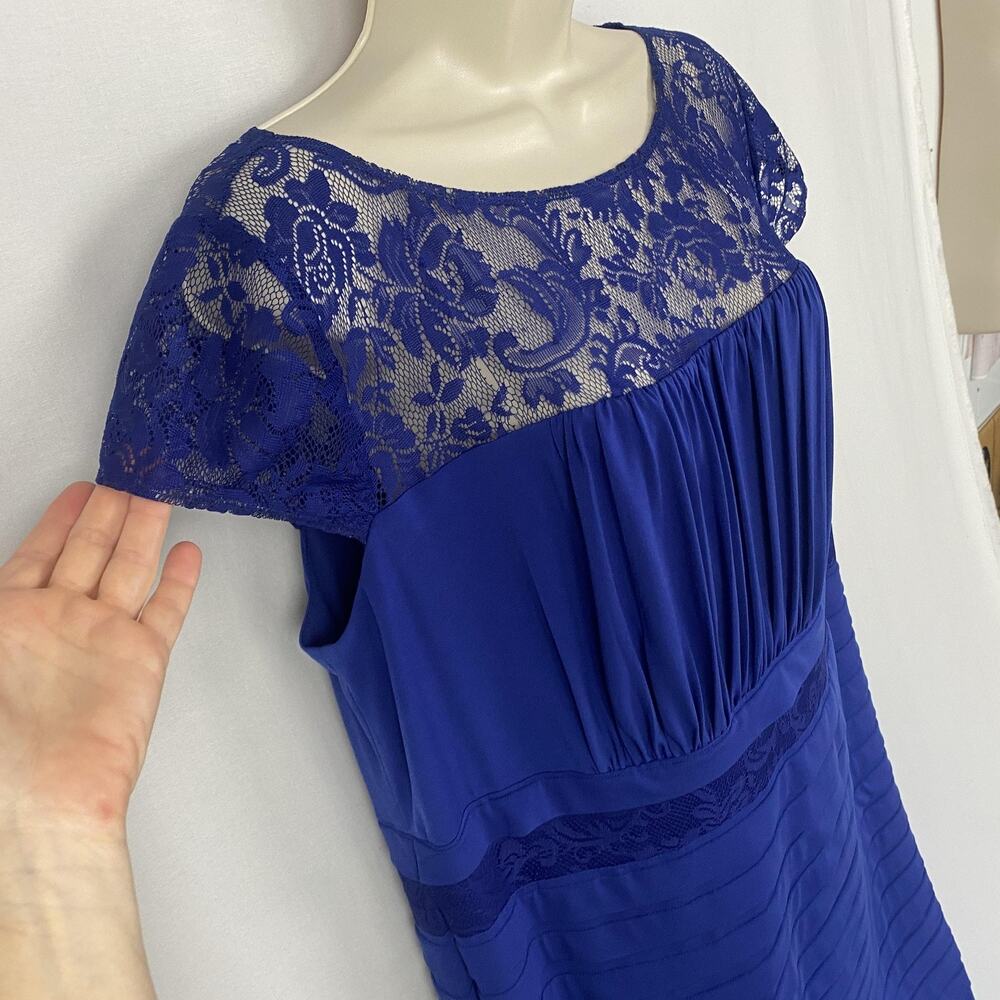 Dressbarn Collection Dress 16 Purple Lace Pleated Sheath Cocktail Party Formal - Picture 3 of 13